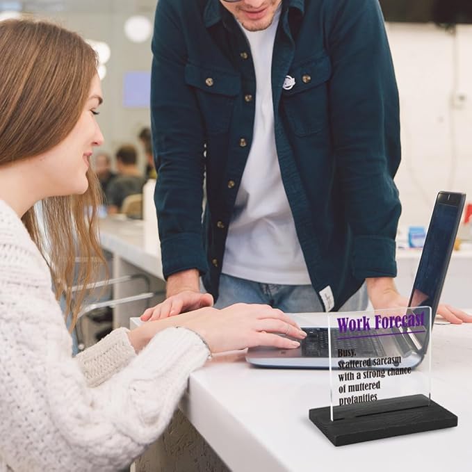 THRXOBN Cute Desk Decor for Coworker, Funny Profanity Gift for Work Colleague, Employee, Joke Birthday Office Gift for Coworker,Transparent Acrylic Desk Decoration, WYZ1