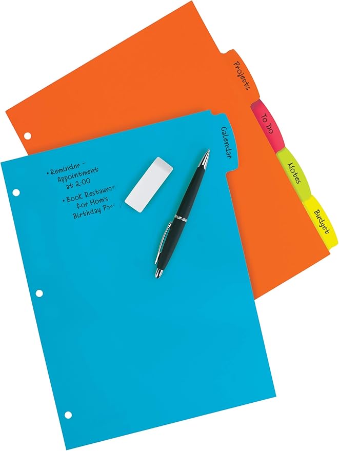 Avery Big Tab Write & Erase Durable Plastic Dividers for 3 Ring Binders, 5-Tab Sets, Bright Multicolor, 24 Sets, 120 Divider Tabs (16129)