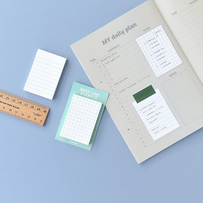 Monolike Basic Line Green Sticky-it - 6p Set Self-Adhesive Memo Pad 50 Sheets