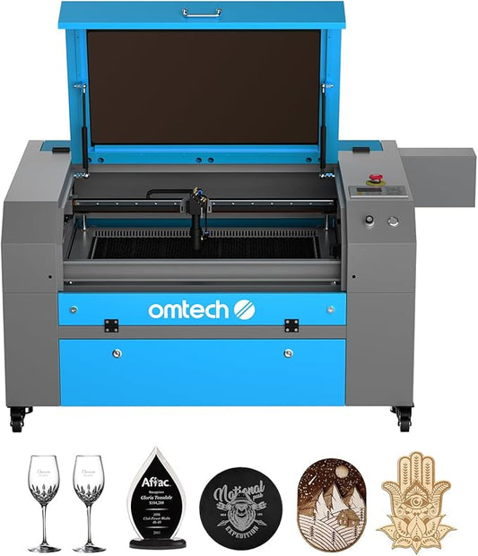 OMTech 90W CO2 Laser Engraver | 20"x28" Work Area | Air Assist & 4-Way Pass-Through | Water Pump | Cuts & Etches Wood, Glass, Acrylic | High-Power, Safe, Efficient Commercial Laser Cutter