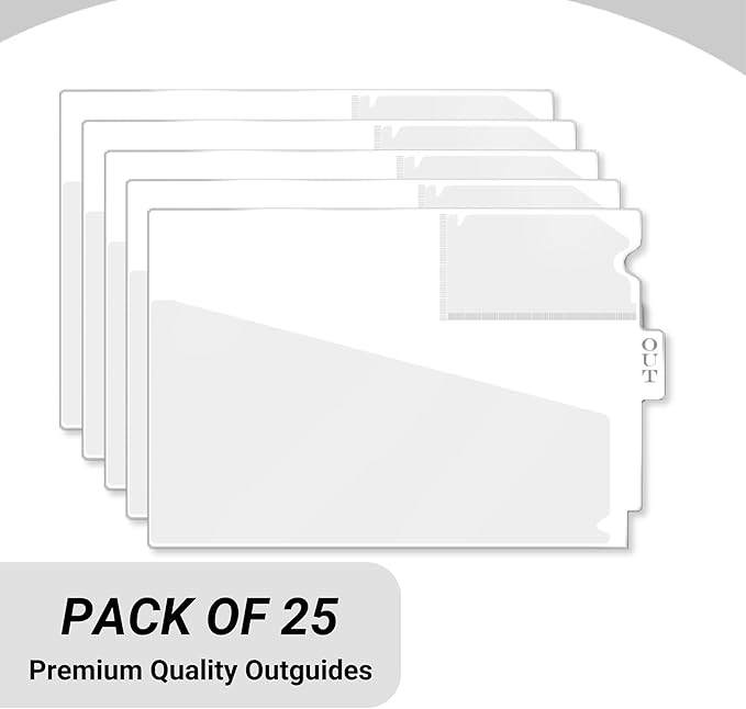 Doctor Stuff - Center Tab Vinyl Outguides, Diagonal Cut Front Pocket, Top Charge Out Slip Pocket, Plastic File Folder, Letter Size 9" x 13-1/4", White, 25/Box