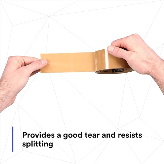 3M Scotch 371 Industrial-Grade Packing Tape, Tan, 48 mm x 50 m, High Performance Sealing Tape for Medium-Duty Commercial Box and Carton Sealing, Moving, Packaging and Shipping, 6 Pack
