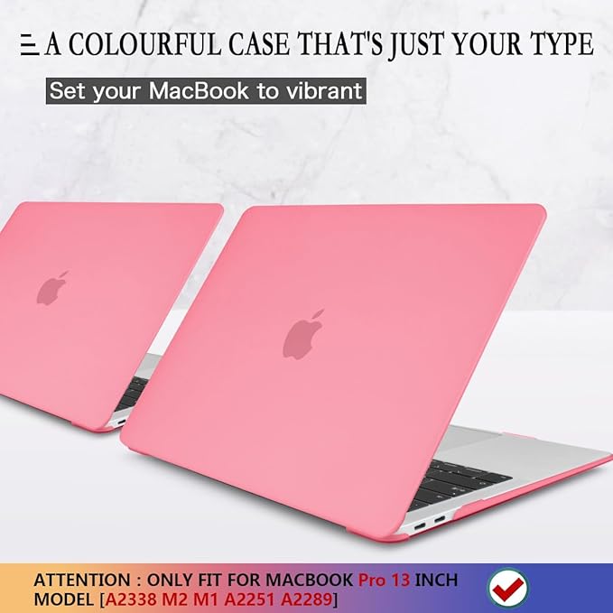 CISSOOK Case for MacBook Pro 13 Inch Pink A2338 A2251 A2289 Model, Plastic Cover with Keyboard Cover for 2025-2016 MacBook Pro 13" M2 M1, Matte Pink