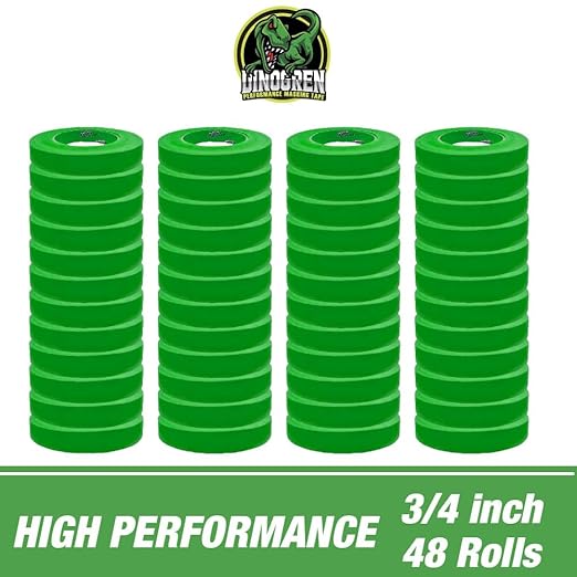 LAUCO DINOGREN High Performance Masking Tape for Car Paint, Heat & Water Resistant, Multi-Purpose Green (1.5 in (24 Rolls))