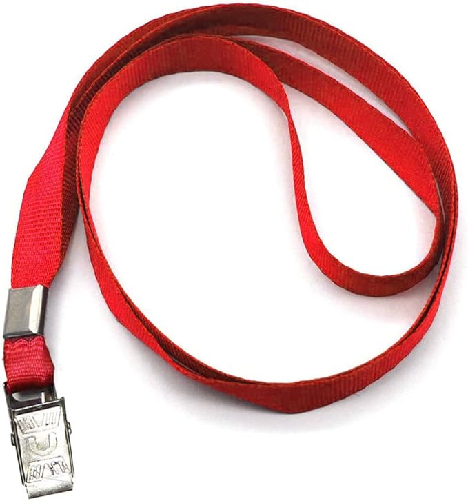 Beebel Red Lanyards 100 Pack Nylon Flat Badge Lanyard Bulldog Clip for Id Badge Name Tag (Red, 100 Pack)