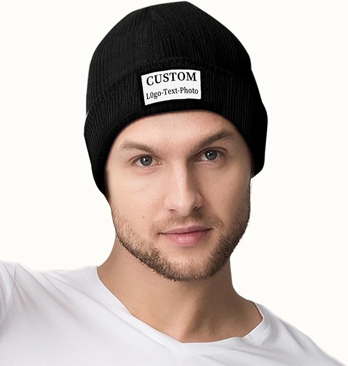 Custom Beanie for Men Women Bulk Custom Winter Hat Beanies with Logo Text Image Personalized Knit Hats Gifts for Business