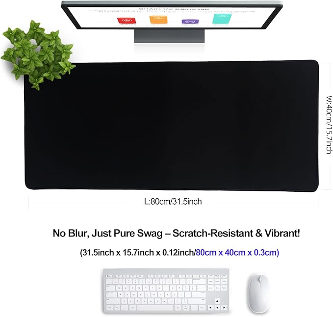 XXL Gaming Mouse Pad 31.5x15.7 Professional Large Mouse Pad & Computer Game Mouse Mat-80x40 blackus