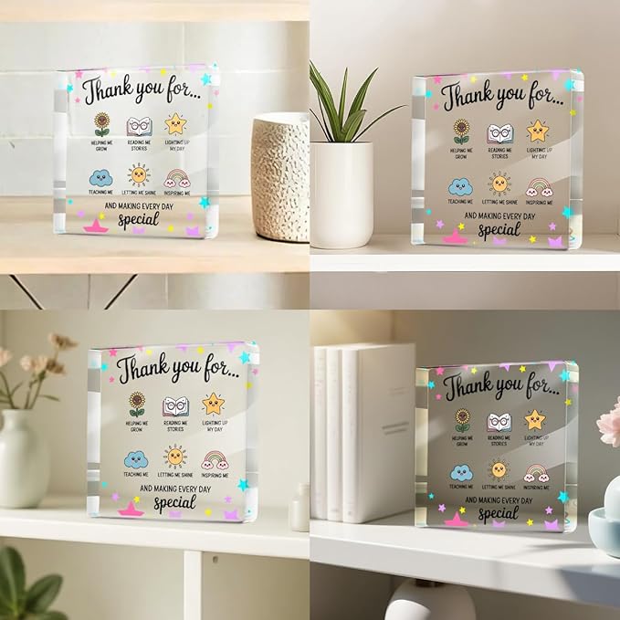 Teacher Appreciation Gifts, Christmas, Birthday Acrylic Sign Thank You Gifts for Women Teacher Mom, Bpreschool Teacher Gifts for Preschool Kindergarten Elementary Educators, Desk Decorative Signs