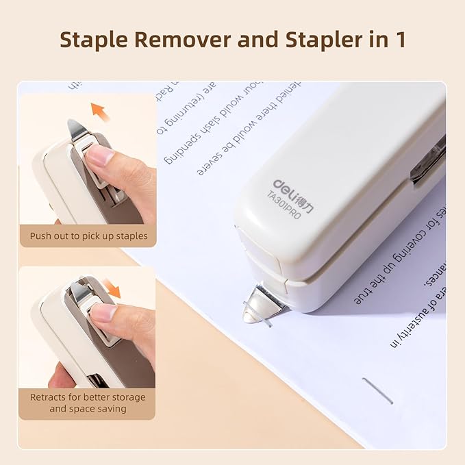 deli Stapler, Desktop Staplers with Integrated Staple Remover, 45 Sheet Capacity Office Stapler, 2 Pack, White