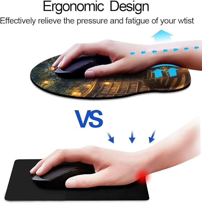 Ergonomic Mouse Pad with Wrist Support,Mouse Pad with Wrist Rest,Relieve Wrist Pain Mousepad Non-Slip Rubber Base,Mouse Pads for Desk,Computers,Laptop,Office,Home,Accessories Library Tree