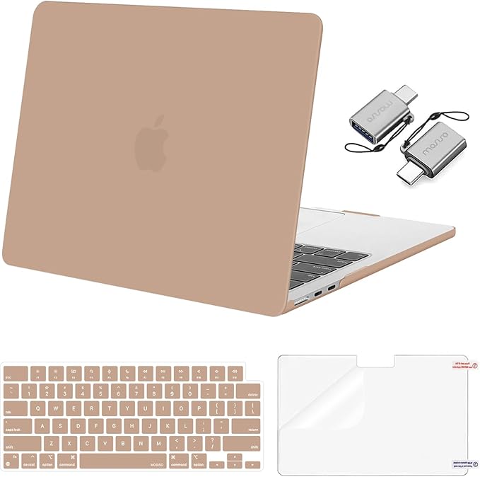 MOSISO Compatible with MacBook Air 13 inch Case 2025 2024 2023 2022 M4 A3240 M3 A3113 M2 A2681, Plastic Hard Shell&Keyboard Cover&Screen Film&Type C for MacBook Air 13.6 inch Case, Bronze Brown