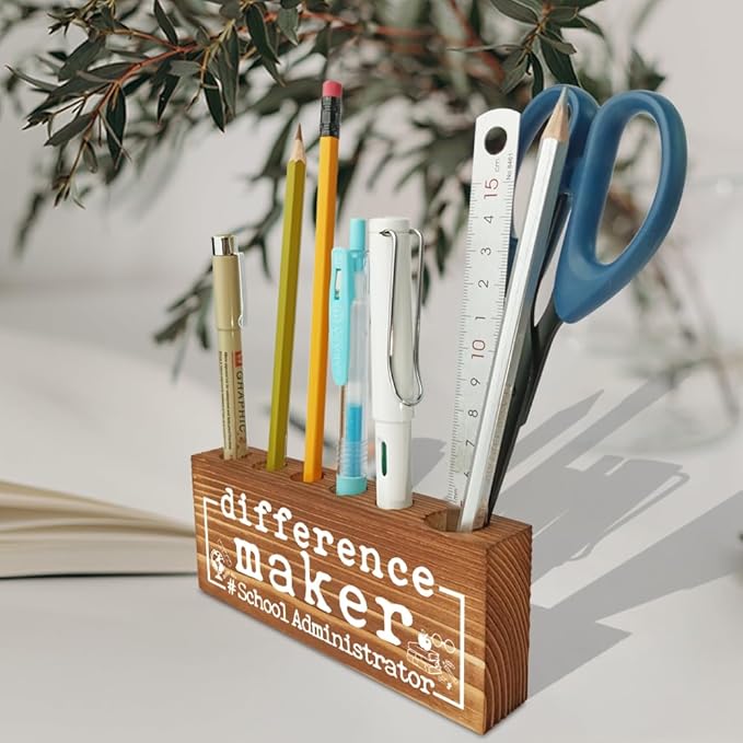 FOKCBOCM Thank You Appreciation Gift for School Administrator, Going Away & Retirement Gift, Farmhouse Organizer Pen Holder - DBB15