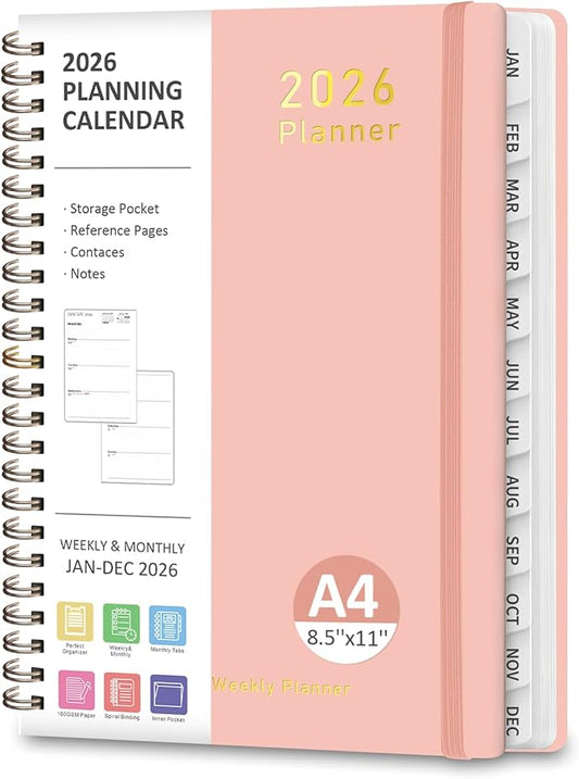 2026 Planner, Weekly and Monthly Calendar Academic Planner, Jan 2026 - Dec 2026, Planning Agenda Book for Desk Accessories and School Supplies - Letter Size (8.5'' x 11'')