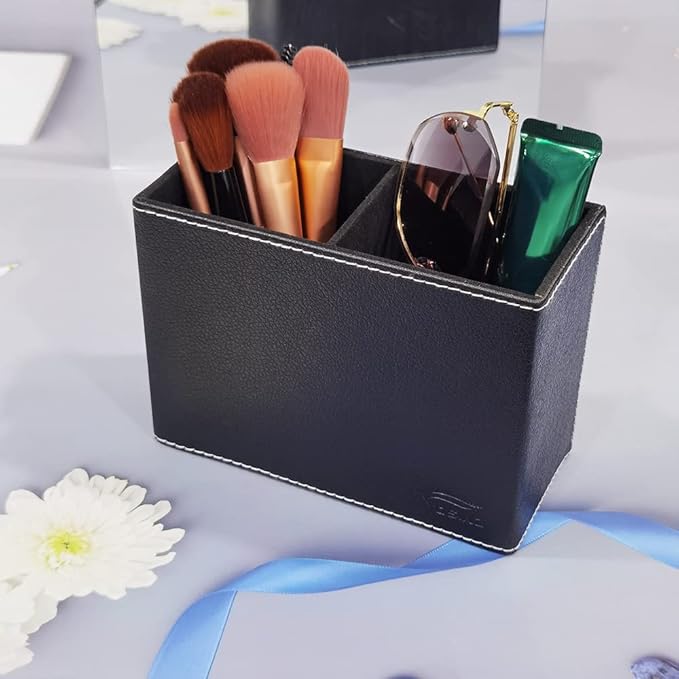 Pen Pencil Holder Cup Container PU Leather Desk Organizer Stand Decor Brush Scissor Holder Decoration Office Desk Home School