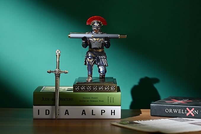Roman Legion Soldier Knight Pen Holder Pen Stand Desk Organizers and Accessories for Office and Home(Blue)