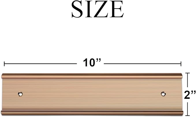 10 Pack 2” x 10” Aluminum Name Plate Holders for Door or Wall, Office Wall Mount Name Plate Holder with Textured Design and Double Sided Tape, for Office, Business, Meeting Room (Rose Gold)