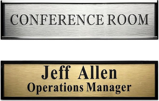 Personalized Name Plate for Door or Wall, 2 x 8 inch Custom Office Aluminum Door Name Plates with Two Lines Custom Text, Office Gifts for Coworkers Boss Teacher, Employee Appreciation Gifts