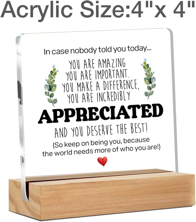 Inspirational Gift Ideas - Thank You Gifts for Women Men Friends - Appreciation Gifts for Coworker - Motivational Quote Clear Desk Sign Decor Home Office Desk Decor (4 x 4 Inches)