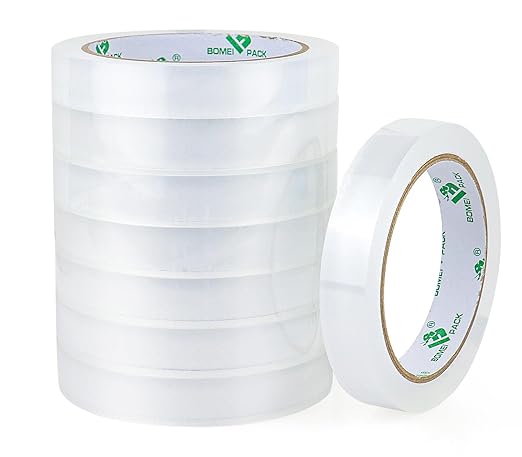 BOMEI PACK 8Rolls Clear Tape Refills for Dispenser, Transparent Gift Wrap Tape 3inch Core for Home, Office, 3/4inch x 60yds