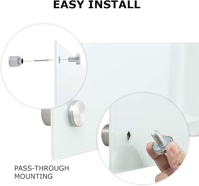 Glass Whiteboard 8'x 4', Magnetic Dry Erase Board, 96" x 48" Large Framless Glass White Board for Wall Office School Home