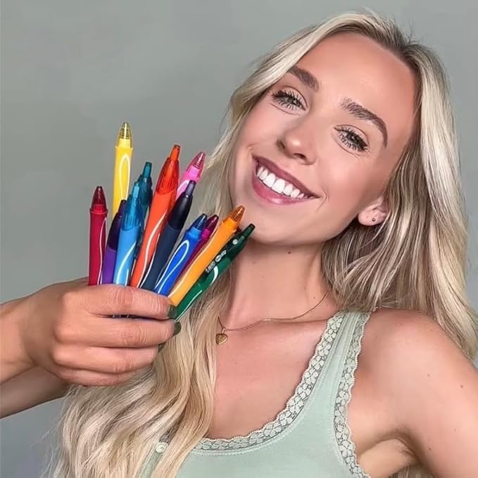 BIC Gelocity Quick Dry Assorted Colors Gel Pens, Medium Point (0.7mm), 8-Count Pack, Retractable Gel Pens With Comfortable Full Grip