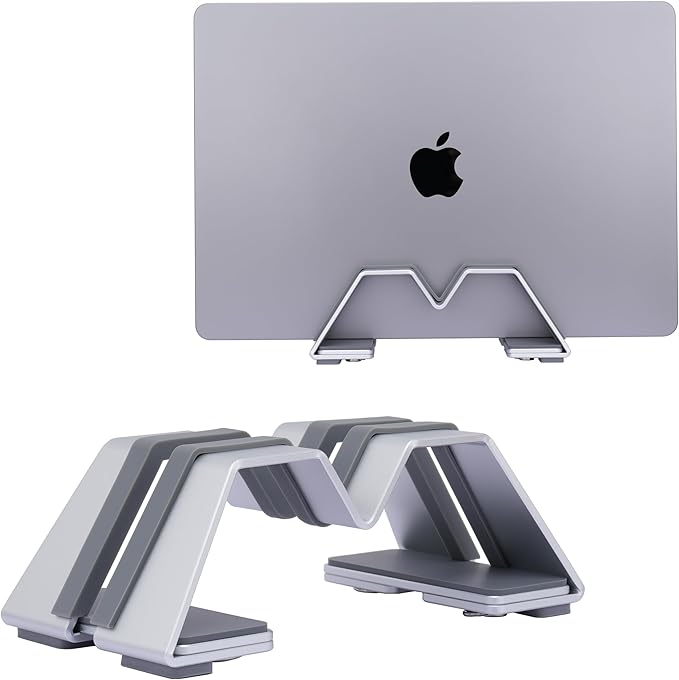 Adjustable Vertical Laptop Stand - Aluminum, Universal Fit for All Laptops (10-30mm Thickness) - Fashion Design, Adjustable Width, Anti-Slip & Scratch-Resistant, Patented Design