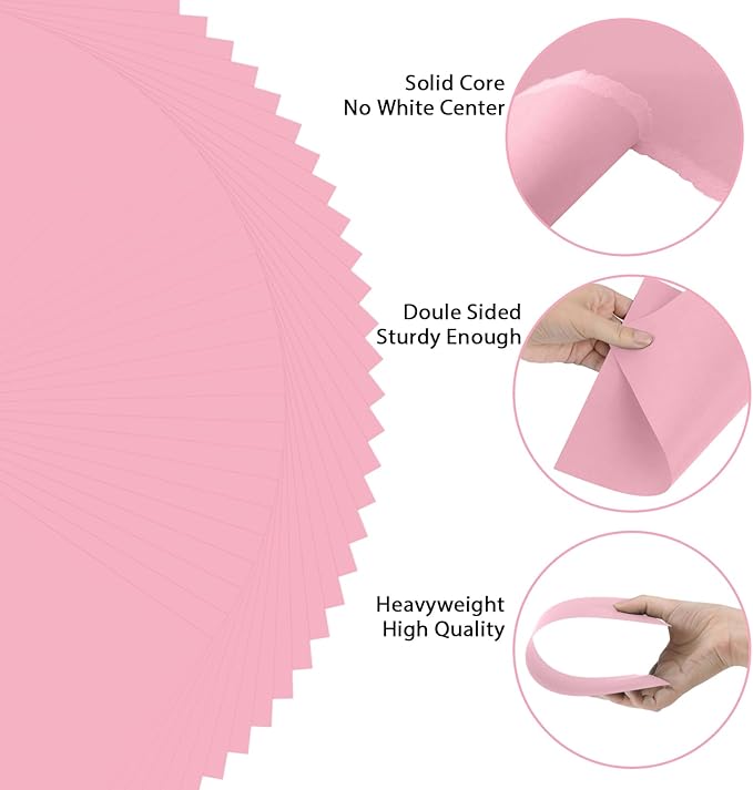 OcePor 100 Sheets Pinks Valentine's Day Cardstock Paper, Colored Printer Paper 8.5 x 11, Card Stock Thick Construction for Craft,Scrapbook，Office Printing, Invitations, Certificates，92 lb/250gsm