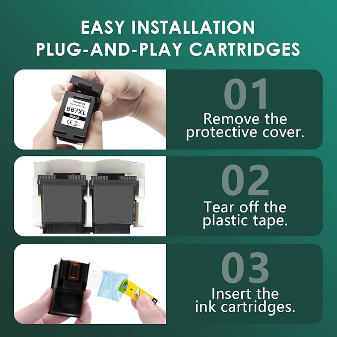 667XL 667 XL 667 Ink Cartridges Replacement for hp 667 Ink cartridges Black and Color Work for Deskjet Ink Advantage 1275 2375 2775, Deskjet Ink Advantage Plus 6075 6475 6476 (2 Black)