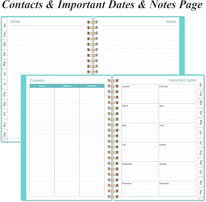 2026 Planner - Weekly and Monthly Calendar Planner from Jan 2026 - Dec 2026, Planner 2026 Spiral Bound with 12 Monthly Tabs, Inner Pocket, Perfect for School Office Supplies, 6.4" x 8.5", Teal
