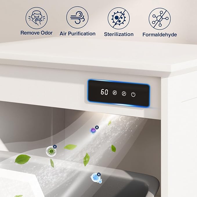 Tilt Out Trash Cabinet, Kitchen Trash Can Cabinet w/Negative ion and deodorizing Function, Dog Proof 20 Gallon Garbage Can Cabinet for Kitchen, Bathroom, Living Room, White