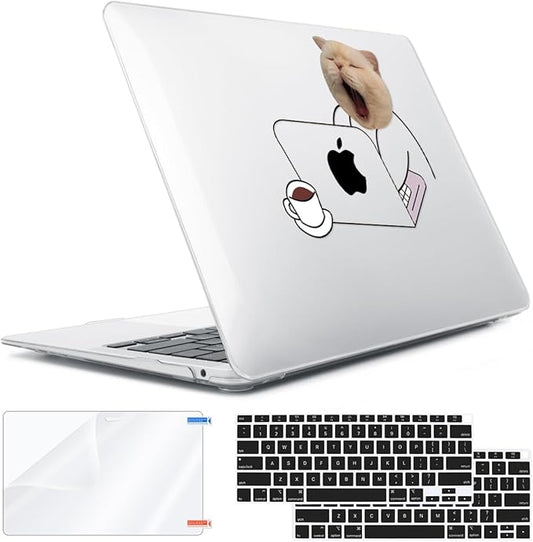 for MacBook Air 13 inch Case 2018 2019 2020 2021 2022 Release A2337 M1 A2179 A1932 Retina Display & Touch ID, Plastic Hard Shell Case +Keyboard Cover+Screen Protector+Webcam Cover, Working