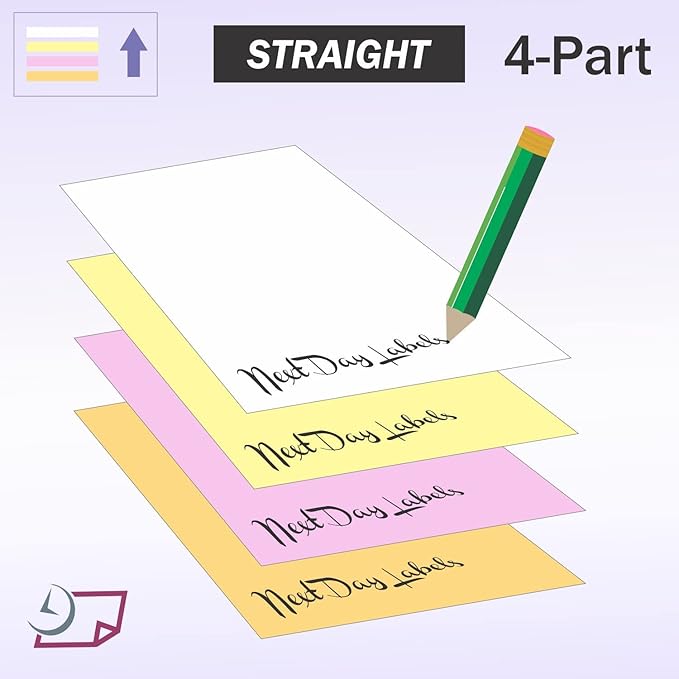 NextDayLabels - Superior Carbon-Less NCR, Pre Collated Paper, 500 Sheets Per Pack (8-1/2" x 11" 4 Part Straight, #5925)