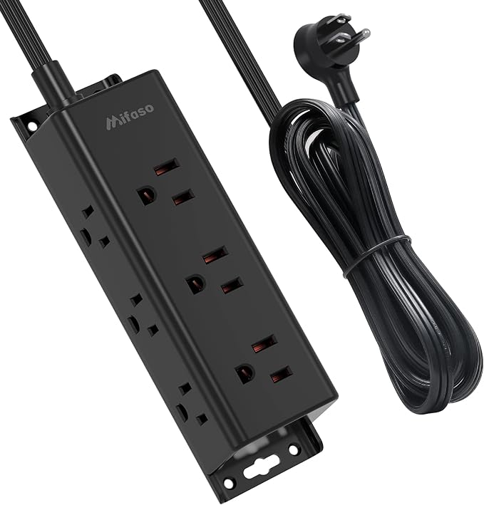 Surge Protector Power Strip - 9 Widely Spaced Multi Outlets, Wall Mount, 3 Side Outlet Extender with Extension Cord, Flat Plug, Overload Protection, Home Office Dorm Room Essentials (15FT, Black)