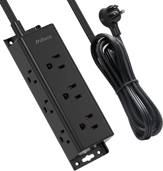 Surge Protector Power Strip - 9 Widely Spaced Multi Outlets, Wall Mount, 3 Side Outlet Extender with Extension Cord, Flat Plug, Overload Protection, Home Office Dorm Room Essentials (15FT, Black)