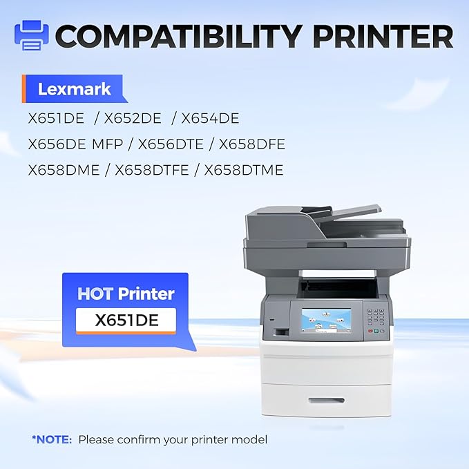 X651A11A Black Toner Cartridge with chip High Yield 1-Pack Replacement for Lexmark X651A11A Toner Compatible with Lexmark X651DE X652DE X654DE X656DE X656DTE X658DFE X658DME X658DTFE X658DTME Printer