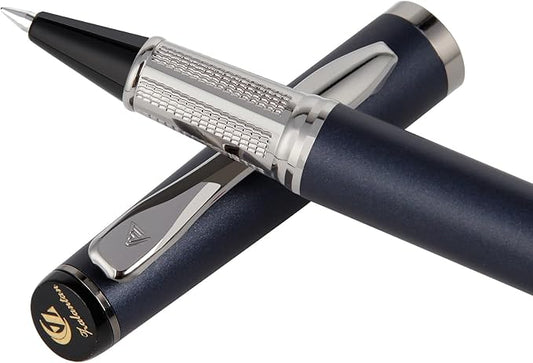 Liquid Ink Rollerball Pen,Luxury pen,Nice pen Metal pen Smooth writing stylish design effortless writing,fancy pens with gift case metal pen for Men & Women with 2 Refills-Blue