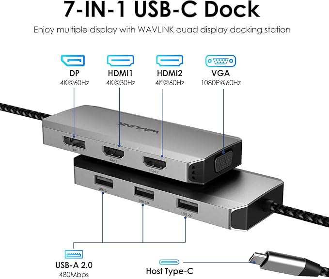 WAVLINK USB C Docking Station (Grey)