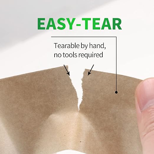 TAPEBEAR Eco-Friendly Kraft Paper Tape, Biodegradable Kraft Paper Tape, Recyclable Writable Packing Tape, Non-Coated Surface for Masking, Sealing, and Packaging Use, 2inch x 60yards, 36Rolls