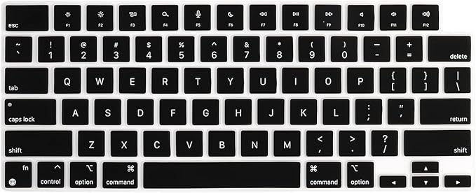 Batianda Premium Gradient Color Keyboard Cover for New MacBook Pro 14'' Pro 16'' 2024 2023 M4 M3 M2 M1 Pro/Max Chip & New MacBook Air 13 15 inch Soft-Touch Silicone Protective Skin,Black