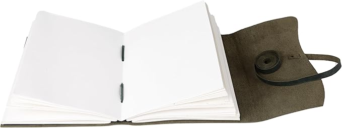 Handmade Leather Journal 8x6 Inch | Blue Vintage Notebook with Unlined Pages | Antique Travel Diary, Writing Sketchbook for Men & Women