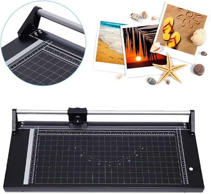 24 Inch Commercial Manual Precision Rotary Paper Trimmer Cutter,Heavy Duty,Smart Cut for Photo Paper, Film, Art Paper Jam, Office Paper, Thin Plastic Soft Board, PVC,Cutting Table 80x31.5cm