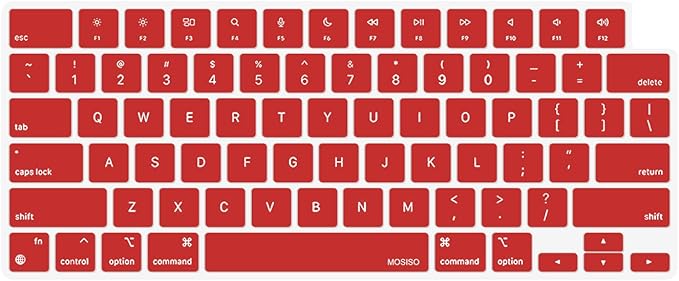 MOSISO Keyboard Cover Skin Compatible with MacBook Air 15 inch M3 A3114 M2 A2941/Air 13.6 A3113 A2681/Pro 14/16 M4 M3 M2 M1, Red