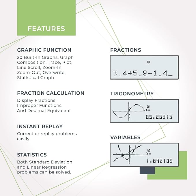 Scientific Calculator with Graphic Functions - Multiple Modes with Intuitive Interface - Perfect for Beginner and Advanced Courses, High School or College