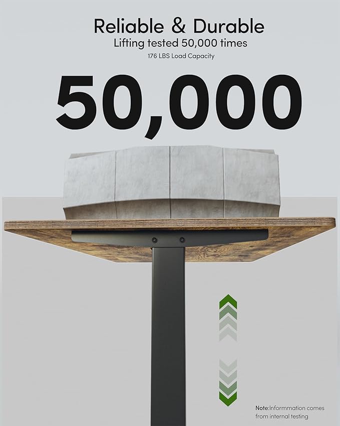 FEZIBO One-Piece Standing Desk Adjustable Height Stand up Home Office Desk, 55x24 Inch Electric Standing Computer Desk, with 4 Memory Presets, Fixable casters, Rustic Brown