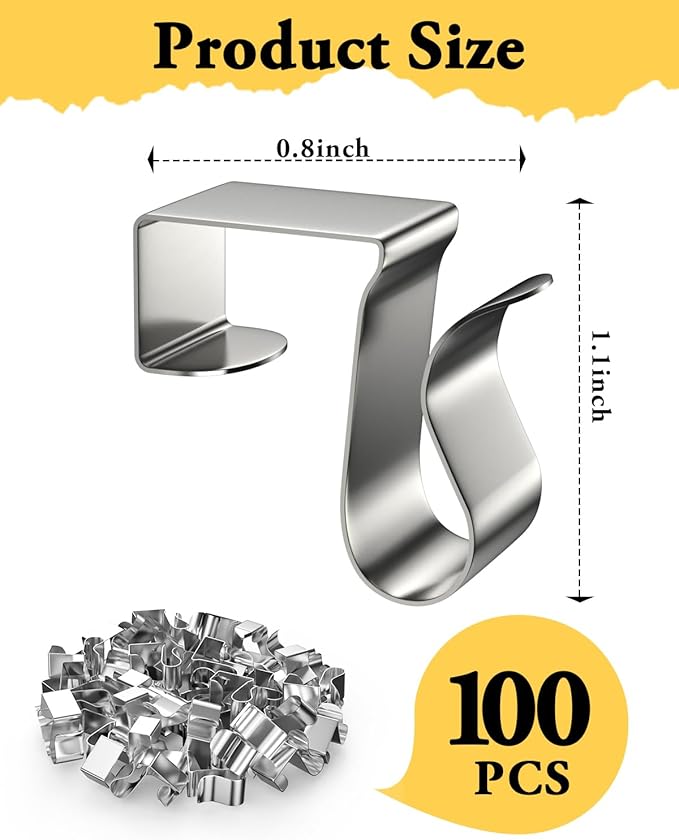 Gutter Clips for Hanging Outdoor Lights: 100 Pcs Metal Christmas Light Clips for outside String Lights - Weatherproof Gutter Clips for Xmas Halloween Seasonal Rope Mini Holiday Decoration Lights