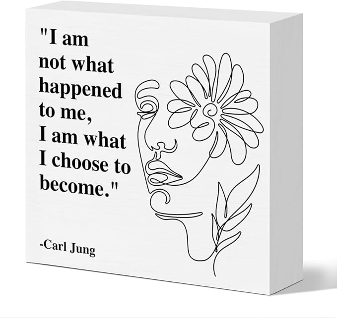 Therapy Office Desk Decor Wooden Box Sign, Mental Health Decor for Home School Counseling Decoration Mental Health Gift for Counselor Psychologist Therapist, I Am What I Choose to Become
