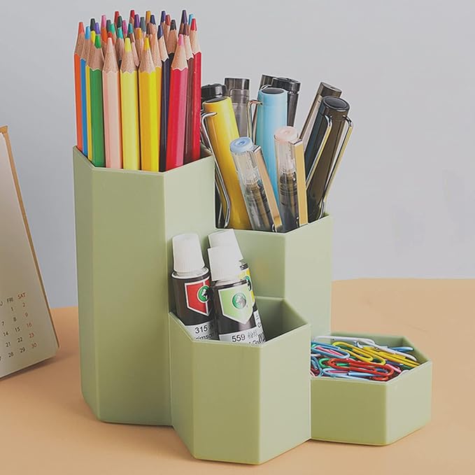 Pencil Holder Pens Cup Small Desk Organizer Cute Desk Accessories & Workspace for Office/School/Home (Green)