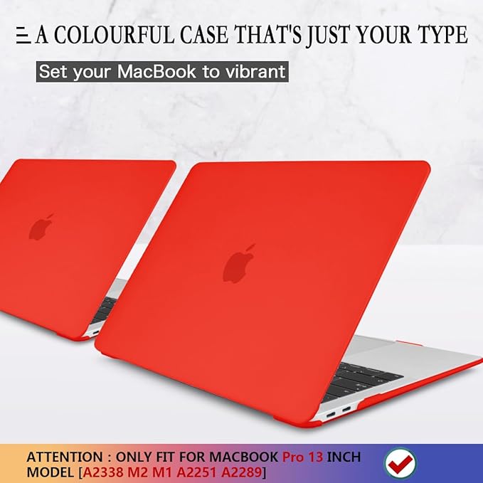 CISSOOK for MacBook Pro 13 Inch Case Red, Plastic Hard Shell Case Cover with Keyboard Cover for MacBook Pro 13 with Touch Bar M2 M1 Chip A2338 A2251 A2289 Model 2025-2016 Release, Matte Red