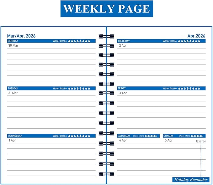 Daily Planner 2025-2026, Weekly and Monthly Planner 2025-2026 Academic Year, July 2025-December 2026 Calender Planner, 8.2"×5.5", 18 Months (JUL.2025-DEC.2026 Deep Blue)