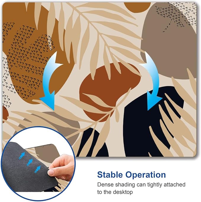 Mouse Pad, Brown Abstract Leaves Mouse Pad, Premium-Textured Mouse Mat Square Waterproof Non-Slip Rubber Base Computer Mousepad